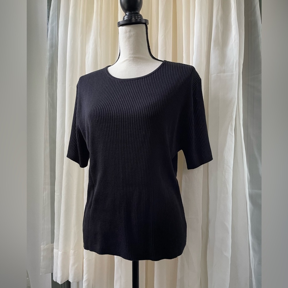 NWT Croft & Barrow Black Knit Short Sleeve Top